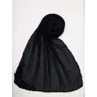 Designer Diamond Studded Women's Stole-Charcoal Black